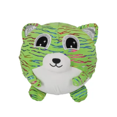 Plyšová skákací kulatá kočička s třpytivýma očima 23 cm