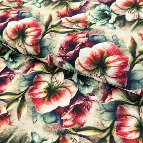 Viskóza se lnem Azalea design A digital print