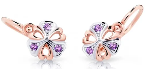Cutie Jewellery Dětské bicolor náušnice z růžového zlata C2230-10-X-4 fialová