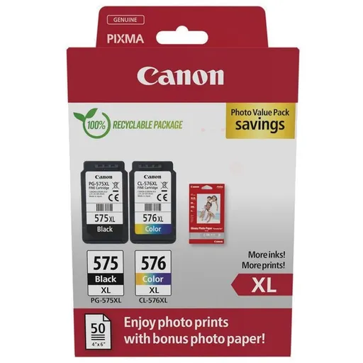 CANON PG-575-XL - originální cartridge, černá + barevná, 1x15ml,1x13,8ml