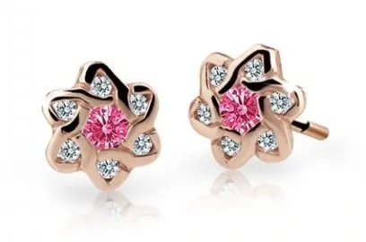 Cutie Jewellery Dětské náušnice z růžového zlata C2149-30-X-4 fuchsiová