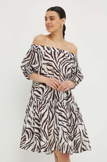 Bavlněné šaty Max Mara Beachwear hnědá barva, mini, 2416221049600