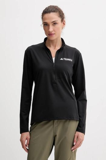 Športové tričko s dlhým rukávom adidas TERREX Multi Half-Zip čierna farba, s polorolákom, JF4185