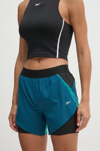 Běžecké šortky Reebok modrá barva, high waist, 100205434