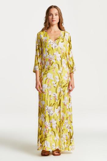 ŠATY GANT IRIS PRINT V-NECK MAXI DRESS CANARY YELLOW