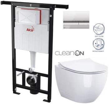 ALCADRAIN Jádromodul předstěnový instalační systém s chromovým tlačítkem M1721 + WC CERSANIT ZEN CLEANON + SEDÁTKO AM102/1120 M1721 HA1