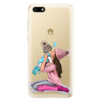 Odolné silikonové pouzdro iSaprio - Kissing Mom - Brunette and Boy - Huawei Y5 2018