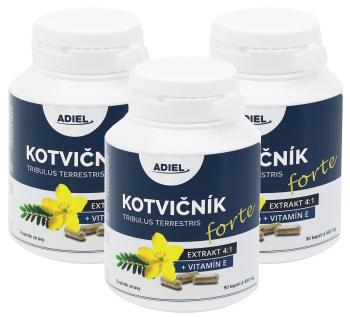 ADIEL Kotvičník zemní FORTE s vitamínem E 90 kapslí 3 balení: 3x90 kapslí Adiel Kotvičník zemní Forte s vitamínem E 90 kapslí