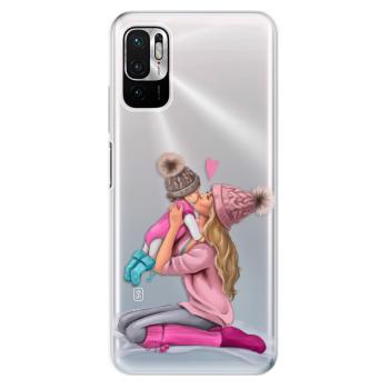 Odolné silikonové pouzdro iSaprio - Kissing Mom - Blond and Girl - Xiaomi Redmi Note 10 5G