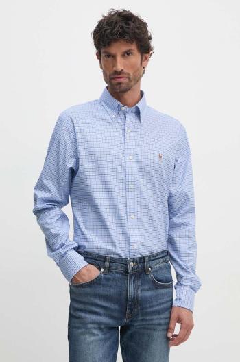 Bavlněná košile Polo Ralph Lauren modrá barva, regular, s límečkem button-down, 712954617