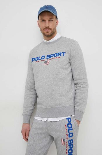 Mikina Polo Ralph Lauren pánská, šedá barva, s potiskem, 710835770