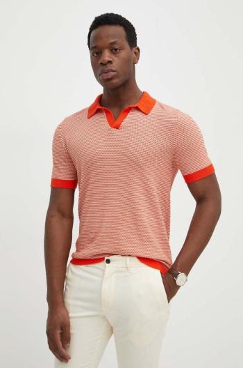 Bavlněné polo tričko United Colors of Benetton oranžová barva