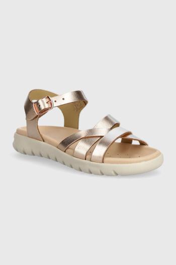 Dětské kožené sandály Geox SANDAL SOLEIMA zlatá barva