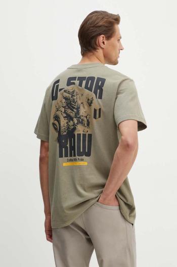 Bavlněné tričko G-Star Raw zelená barva, s potiskem, D24690-C336