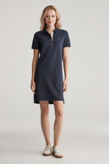 ŠATY GANT CONTRAST COLLAR PIQUE POLO DRESS EVENING BLUE