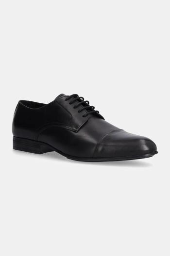 Polobotky Calvin Klein DERBY CAP TOE pánské, černá barva, HM0HM01540