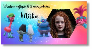 Personal Narozeninový banner s fotkou - Trollové Rozměr banner: 130 x 65 cm