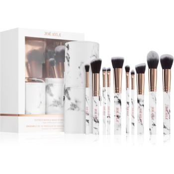 Zoë Ayla Makeup Brush Set Marble 10 Piece sada štětců s pouzdrem