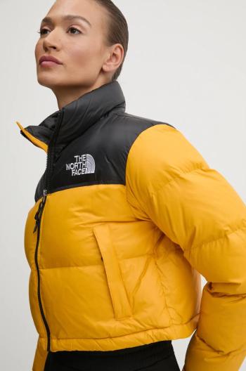 Péřová bunda The North Face Nuptse dámská, žlutá barva, zimní, NF0A5GGEZU31