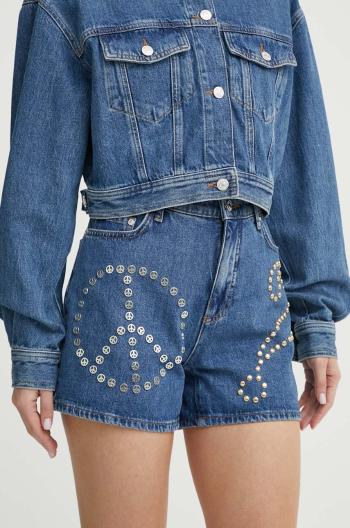 Džínové šortky Moschino Jeans dámské, s aplikací, high waist