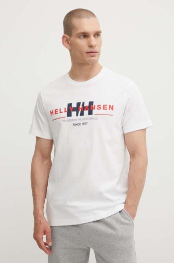 Bavlněné tričko Helly Hansen bílá barva