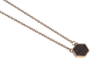 Náhrdelník s dřevěným detailem Rose Necklace Hexagon s možností výměny či vrácení do 30 dní