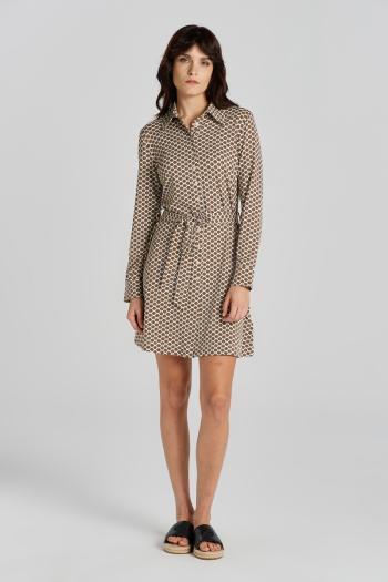 ŠATY GANT SLIM MONOGRAM JERSEY SHIRT DRESS ROASTED WALNUT