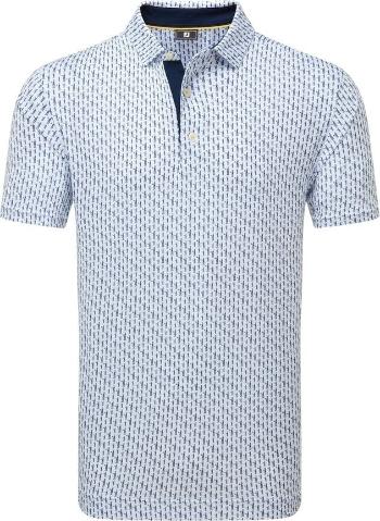 Footjoy Figure Print Lisle Mens White/Navy S Polo košile