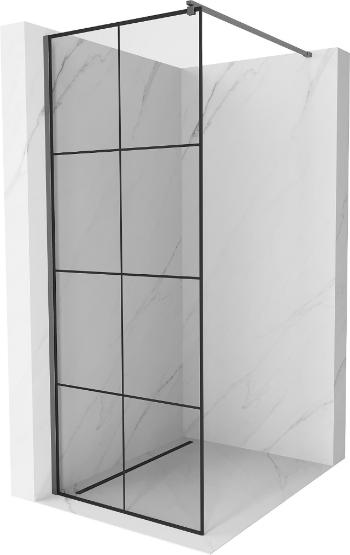 MEXEN/S Kioto Sprchová zástěna WALK-IN 70 x 200 cm, černý vzor 8 mm, grafit metal 800-070-101-95-77