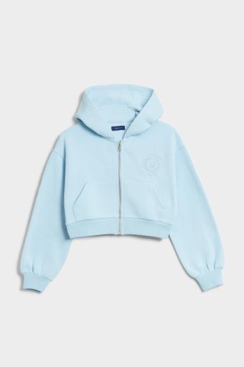 MIKINA GANT D2. CREST CROPPED FULL ZIP HOODIE WATERFALL BLUE