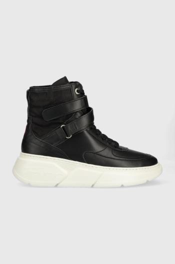 Kožené sneakers boty Tommy Hilfiger FW0FW06910 CHUNKY WARM SNEAKER HIGH černá barva