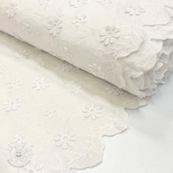 Bavlnená látka EMBROIDERY Catchy daisy off white