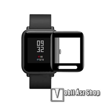 RURIHAI okosóra előlap védő karcálló flexibilis edzett üveg - 1db, 0,2mm, 9H, 3D, A teljes felületén tapad! - A TELJES ELŐLAPOT VÉDI! - FEKETE - Xiaomi Amazfit Bip / Bip S - GYÁRI