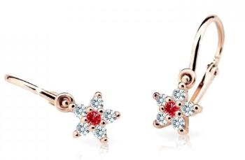 Cutie Jewellery Třpytivé dětské náušnice z růžového zlata C2118-10-X-4 červená