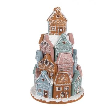 Svítící perníková věž z barevných chaloupek Gingerbread House - Ø 19*28 cm / 3*AAA 6PR4351