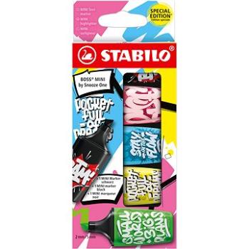 STABILO BOSS MINI by Snooze One - 5 ks sada - růžová, modrá, žlutá, zelená a černá (4006381592307)