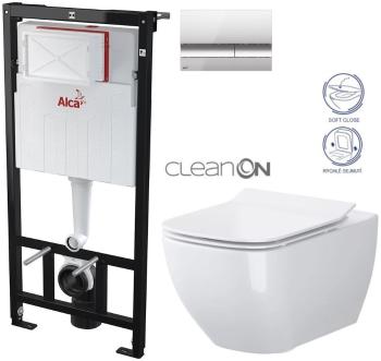 ALCADRAIN Sádromodul předstěnový instalační systém s chromovým tlačítkem M1721 + WC CERSANIT CLEANON VIRGO + SEDÁTKO AM101/1120 M1721 ME1