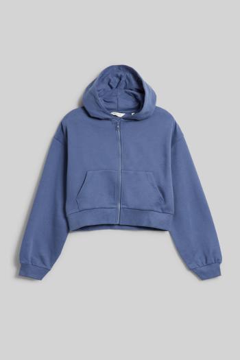 MIKINA GANT CROPPED SCRIPT LOGO ZIP HOODIE WASHED BLUE