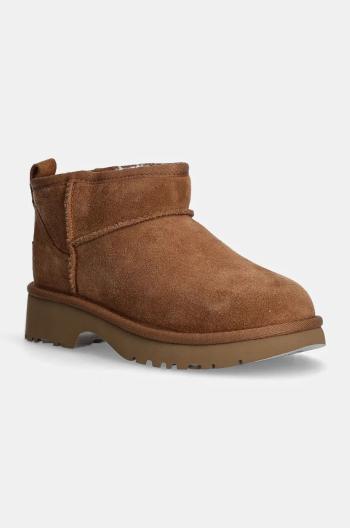 Dětské semišové sněhule UGG KIDS CLASSIC ULTRA MINI NEW HEIGHTS hnědá barva, 1157732K