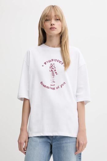 Bavlnené tričko Fiorucci White Dreaming of You Print Relaxed Fit T-Shirt dámske, biela farba, W02SMTSH101CJ01WH03