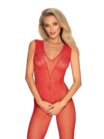 Žhavé body N112 bodystocking red - Obsessive S/M/L Červená