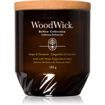 Woodwick Ginger & Turmeric vonná svíčka s dřevěným knotem 184 g