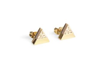 Náušnice s dřevěným detailem Virie Earrings Triangle z chirurgické oceli s možností výměny či vrácení do 30 dnů