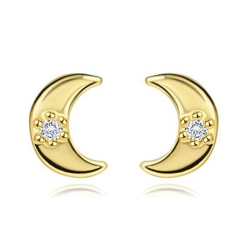 Zlaté náušnice 14K v tvare mesiaca s čírym zirkónom