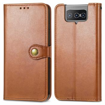 LEATHER BUCKLE Peňaženkový obal Asus Zenfone 8 Flip (ZS672KS) hnedý