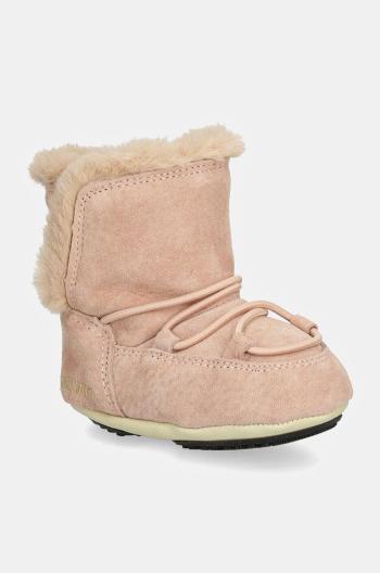 Dětské semišové sněhule Moon Boot CRIB SUEDE růžová barva, 80D3401030