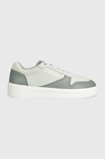 Kožené sneakers boty Calvin Klein LOW TOP LACE UP BSKT šedá barva, HM0HM01402