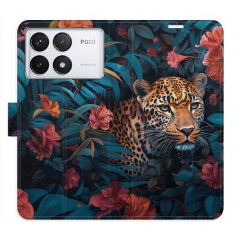 Flipové pouzdro iSaprio - Flower Jaguar 02 - Poco F6 Pro