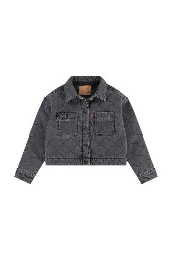 Dětská riflová bunda Levi's QUILTED TRUCKER JACKET šedá barva, 4EL097