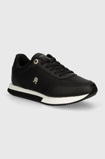 Kožené sneakers boty Tommy Hilfiger ELEVATED ESSENT RUNNER MONOGRAM černá barva, FW0FW08285